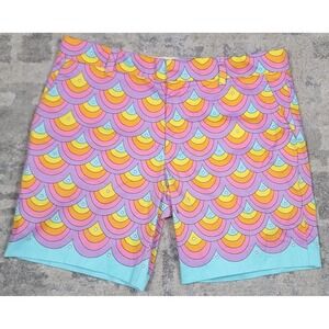 Mr Turk Men's Mermaid Scale Print Golf Chino Shorts Size 32x7.5" Made In USA